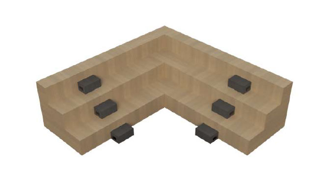 Composition Gradins Bois MODUL 3 Niveaux