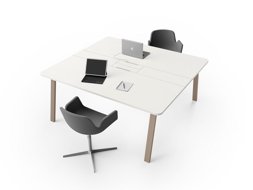 Table de réunion YES SOFT connect coins arrondis