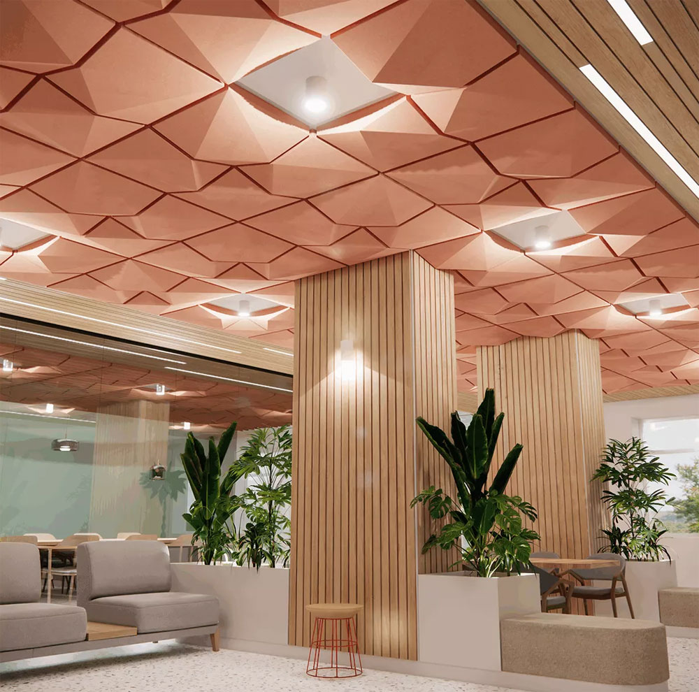 Dalles acoustiques CUBO diamant pour faux plafond 