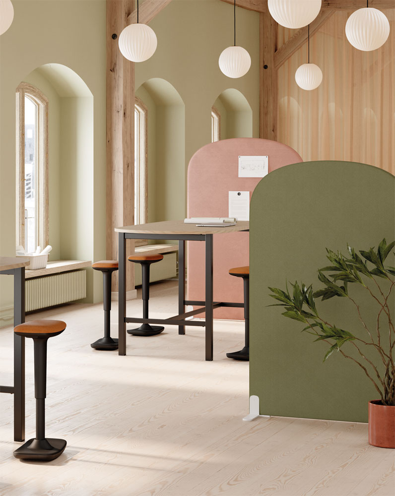 Cloison acoustique arrondie SPATIA sur pieds 