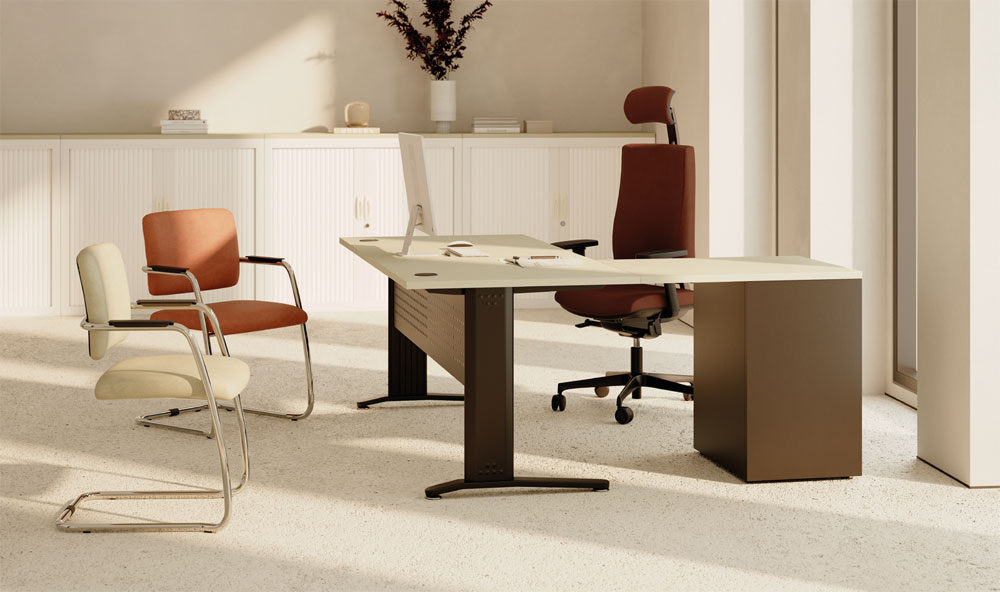Bureau STAR avec retour et caisson porteur