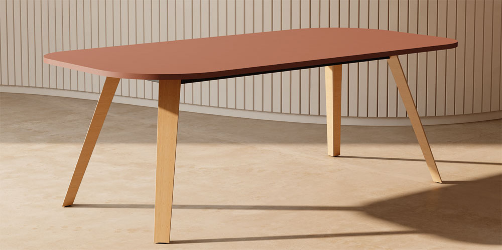 Table ALTITUDE coins arrondis asymétriques pieds bois