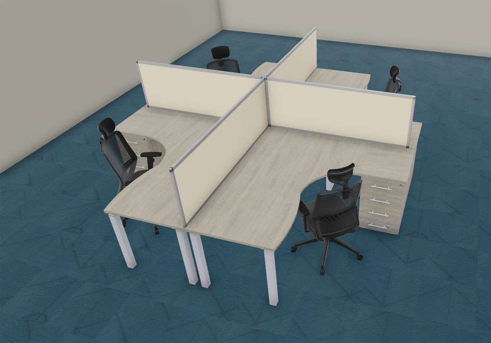 Marguerite 4 postes avec écrans mélaminé hauteur 60 cm