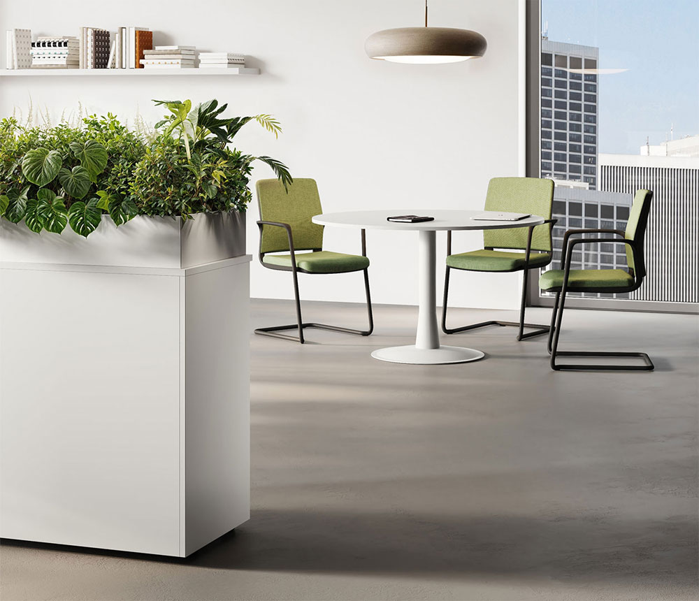 Table de Réunion Ronde DELTA pied central métal