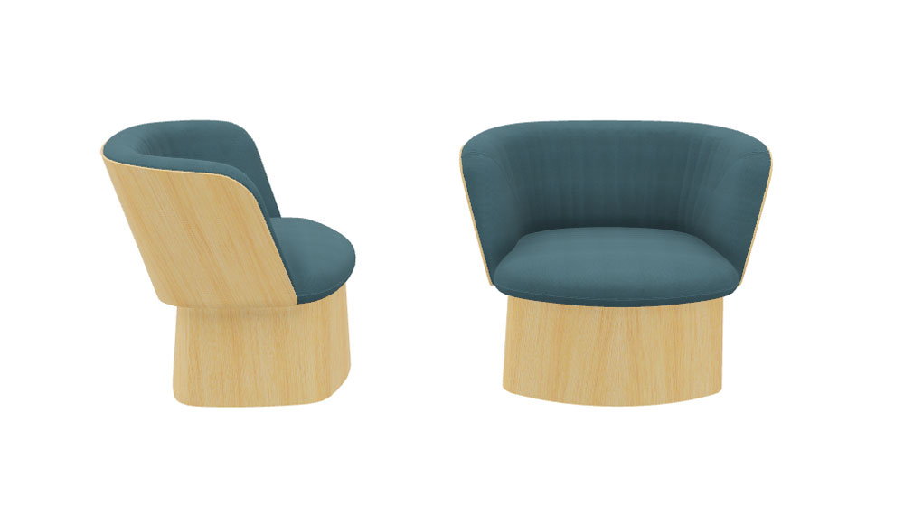 Fauteuil Design MANTO structure bois fixe ou pivotant