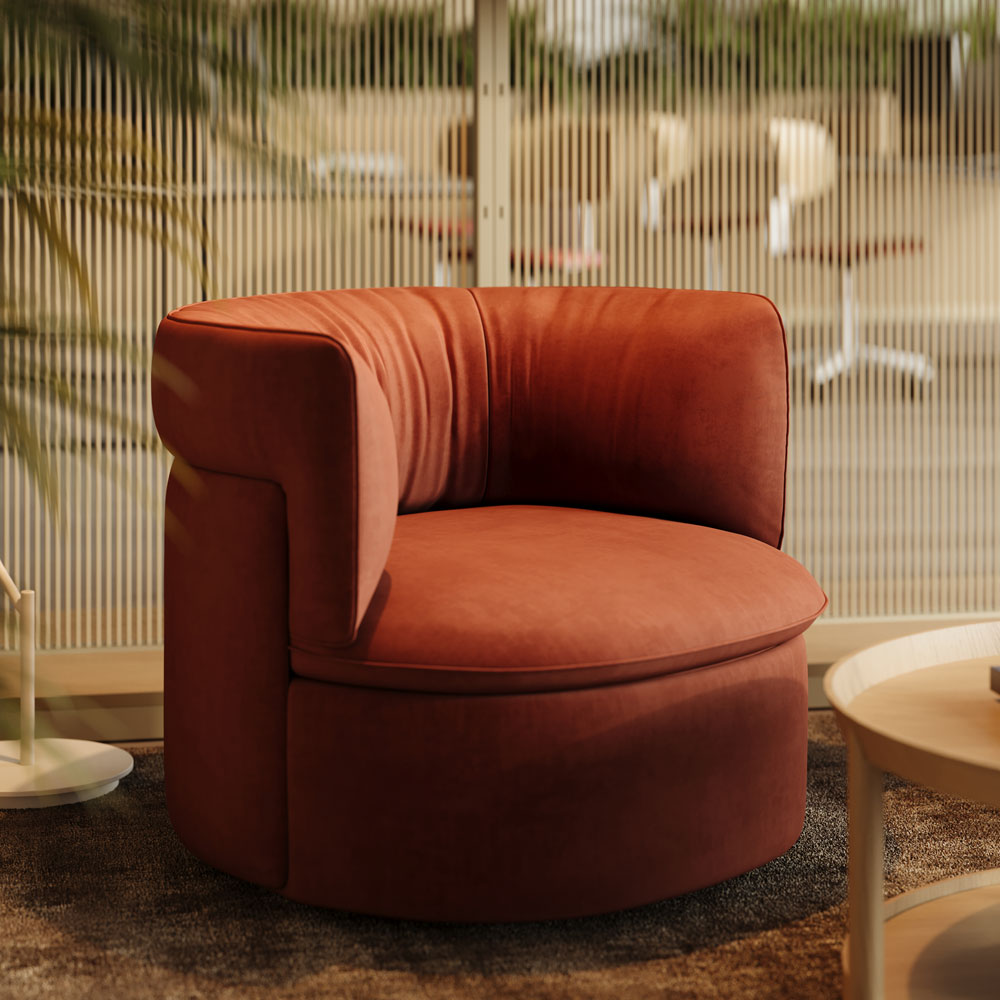 Petit Fauteuil Rond design OKO Capitonné