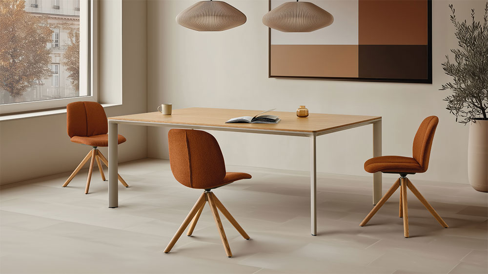 Chaise OSWELL en Fibre Souple Pivotante Pieds Bois 