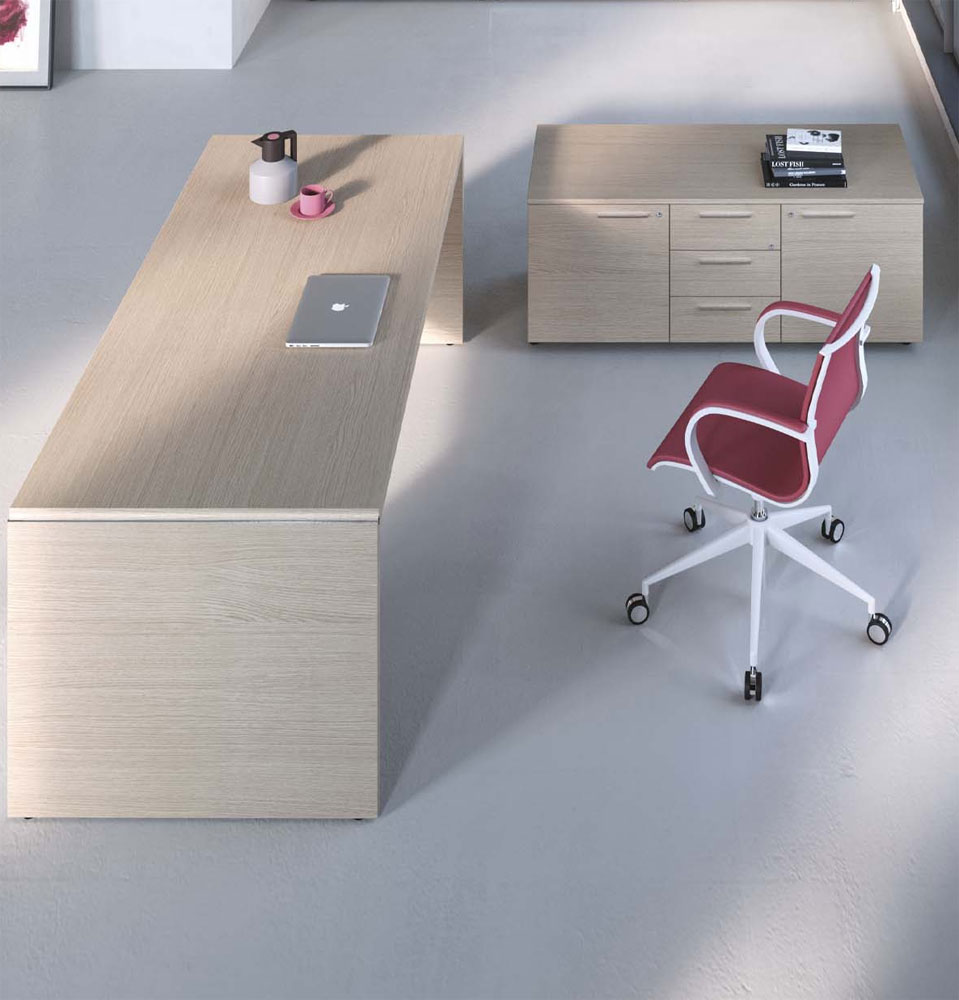 Bureau ASSET avec profil métal et Desserte L140