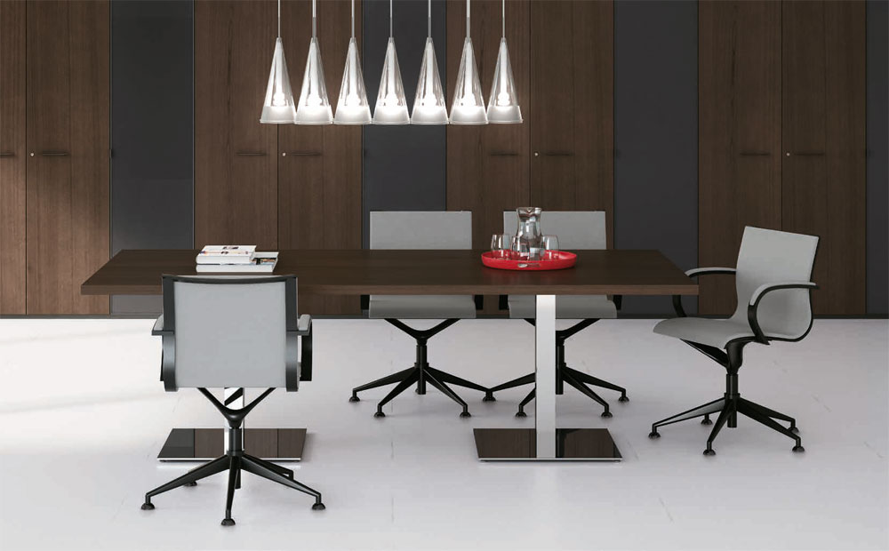 Table de Réunion ASSET Pieds Carrés Chromés