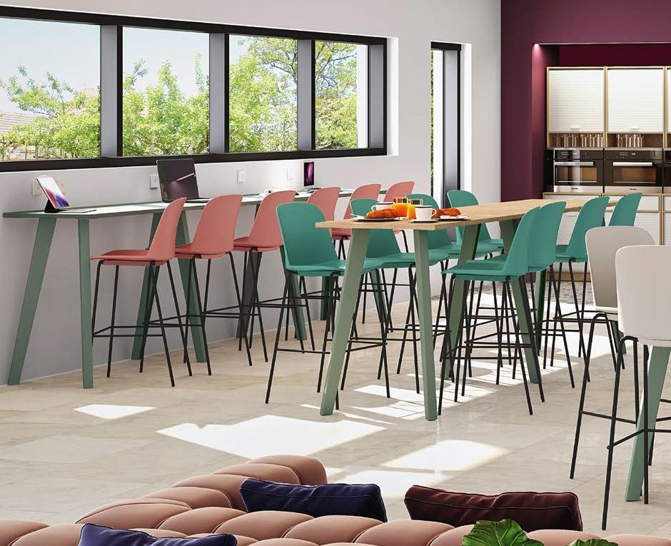 Ensemble de 3 Tables Hautes STEELY pieds partagés