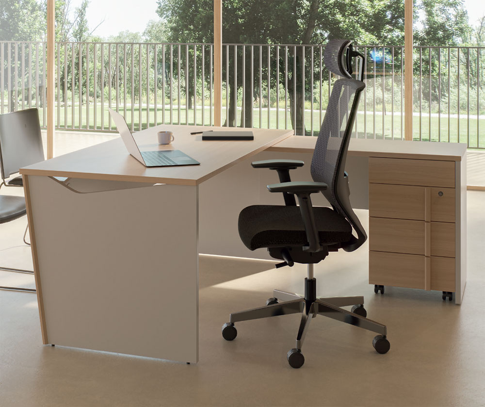 Bureau ITALIC avec Retour et Caisson Mobile