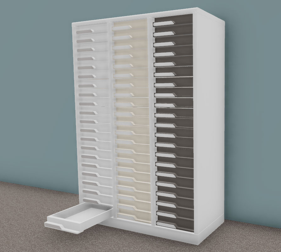 Armoirette 3 Colonnes H 135 cm 63 Tiroirs e-Clen 6 cm