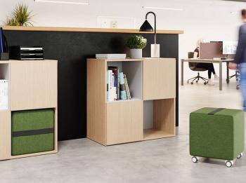 Meuble 4 cases avec 2 portes et 1 pouf intégré YAMS