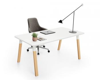 Bureau YES SOFT coins arrondis pieds bois