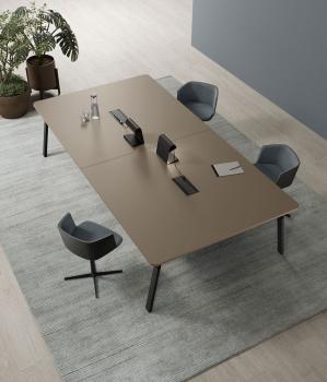 Table de réunion YES SOFT pieds bois L320