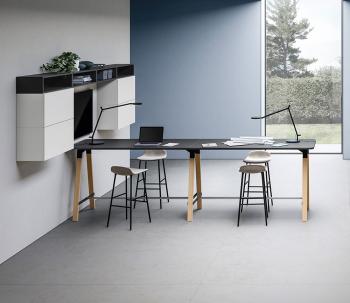Table haute YES SOFT P80 coins arrondis pieds bois