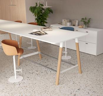 Table haute YES SOFT P124 pieds bois L420cm
