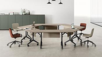Table de réunion KYTE 3 avec plateaux rabattables