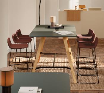 Table haute ALTITUDE pieds bois plateau MDF