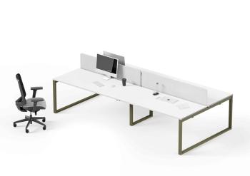 Bench 4 postes V-NEXT avec panneaux écrans acoustiques
