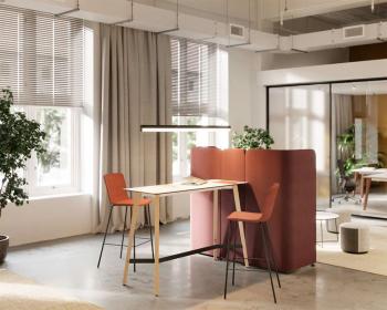 Table haute TIMBER pieds bois plateau KOMPRESS