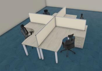 Marguerite 4 postes avec écrans mélaminé hauteur 60 cm