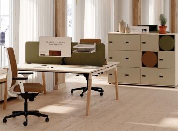 Bench 2 Postes CINETIC avec pieds bois inclinés