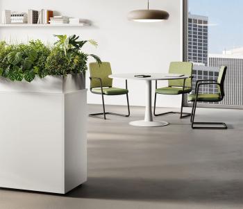 Table de Réunion Ronde DELTA pied central métal