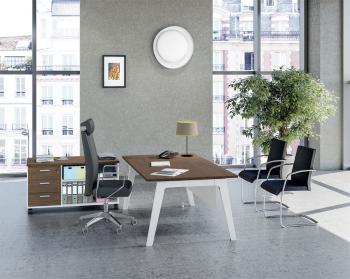 Bureau Manager STEELY avec Desserte Mobile