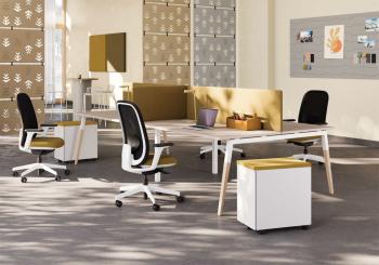 Bench 4 Postes ASKA Pieds Bois avec écrans