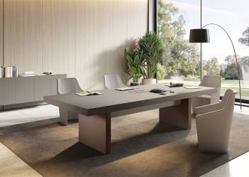 Table de Réunion JERA bois et pieds éco cuir