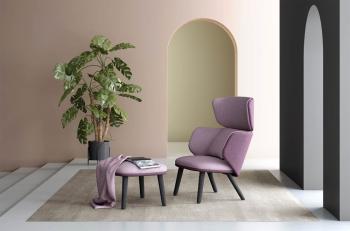 Fauteuil ALISE pieds bois avec repose pieds