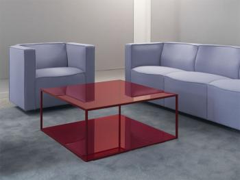 Table Carrée VERTIGO Plateau en Verre Teinté