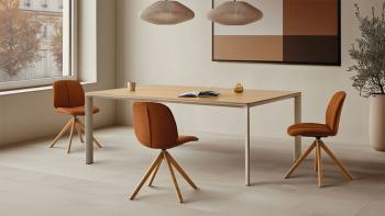 Chaise OSWELL en Fibre Souple Pivotante Pieds Bois 