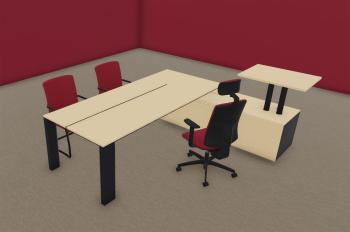 Bureau de Direction ONO Mélaminé avec Desserte Réglable