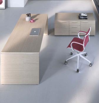 Bureau ASSET avec profil métal et Desserte L140
