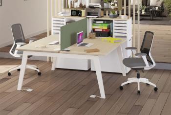 Bench 2 postes STEELY avec Rangements de Proximité