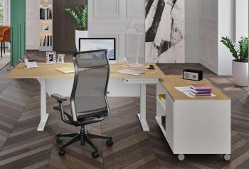 Bureau Réglable KHEOPS LEVEL avec Tiroir et Desserte 