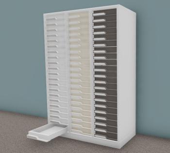 Armoirette 3 Colonnes H 135 cm 63 Tiroirs e-Clen 6 cm