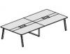 Table de réunion YES pieds bois avec câblage CONNECT