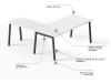 Bureau avec retour M-NEXT pieds inclinés