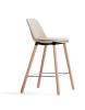 Tabouret haut tapissé ABRIL pieds bois