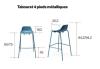 Tabouret haut ABRIL bas dossier pieds métal en couleurs
