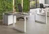 Bureau en Verre avec Retour ELEMENT Pieds Arche