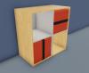 Meuble 4 cases avec 2 poufs carrés YAMS