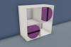 Meuble 4 Cases YAMS avec 2 Poufs Ronds