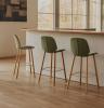 Tabouret Haut Pieds Bois OSWELL Tapissé 2 tailles