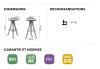 Tabouret Haut FLECHE Noir ou Blanc