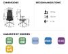Fauteuil ergonomique COLOR gris clair avec têtière